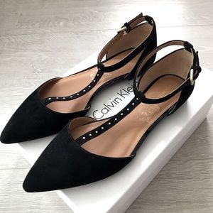 Calvin Klein Gina Studded Kid Suede D'orsay Flats